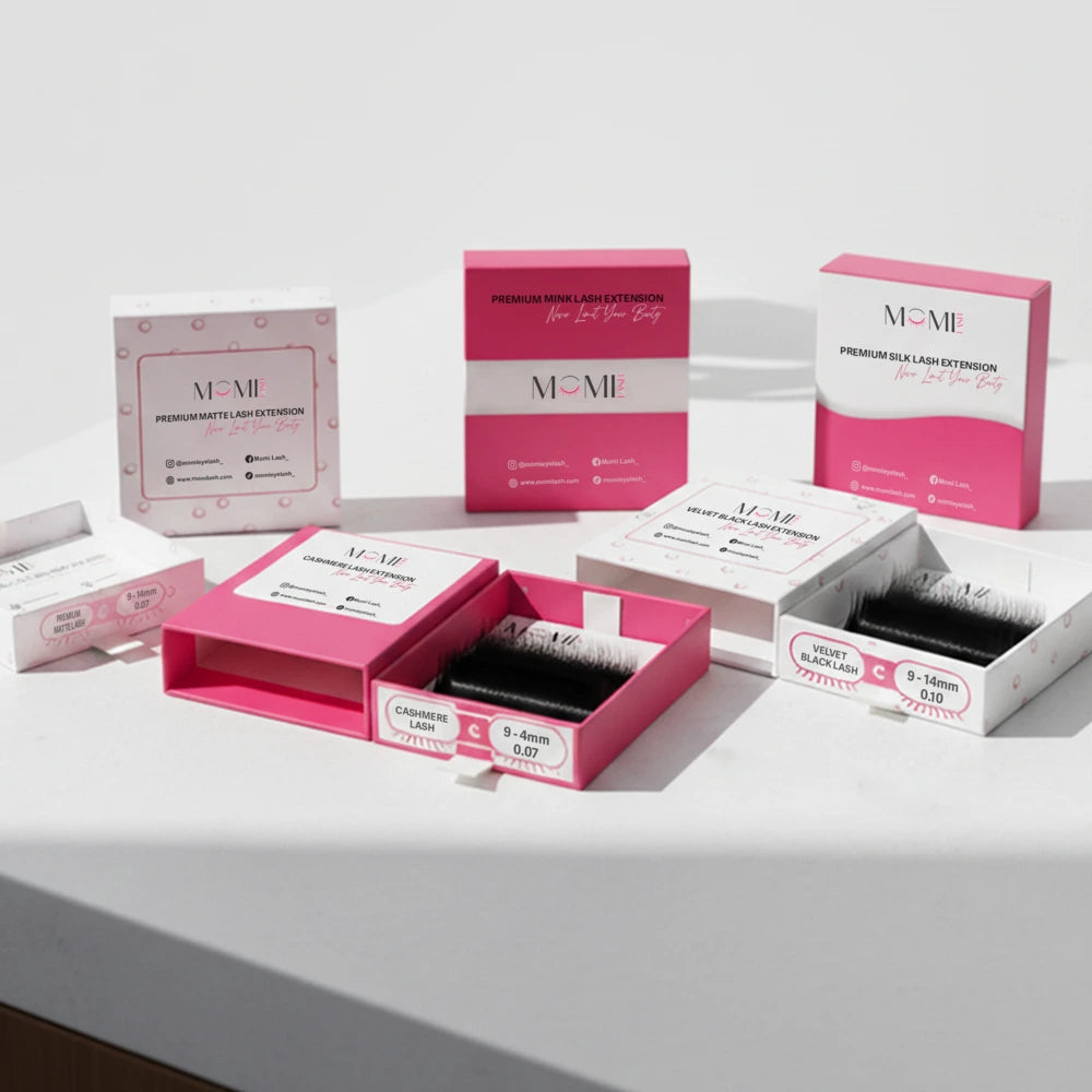 Premium Lash Extension Combo Set – 6 Lines Tray with Cashmere, Silk, Mink, Matte & Velvet Collection Boxes
