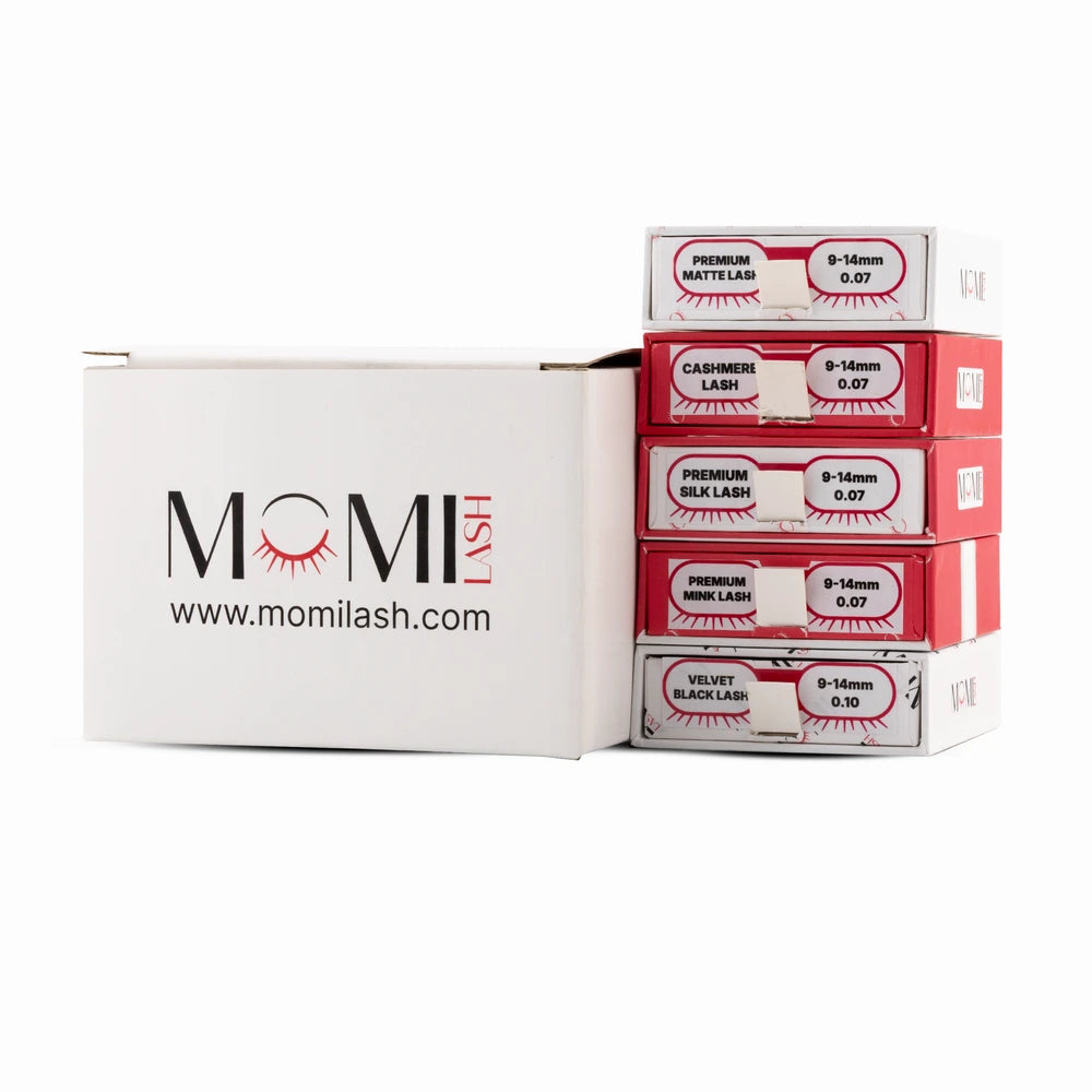 Premium Lash Extension Combo Set – 6 Lines Tray with Cashmere, Silk, Mink, Matte & Velvet Collection Boxes